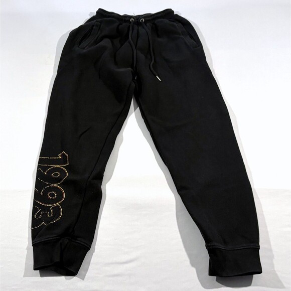 Death Row Records Black Drawstring Jogger Sweatpants Active Unisex Women Sz L - Picture 1 of 9